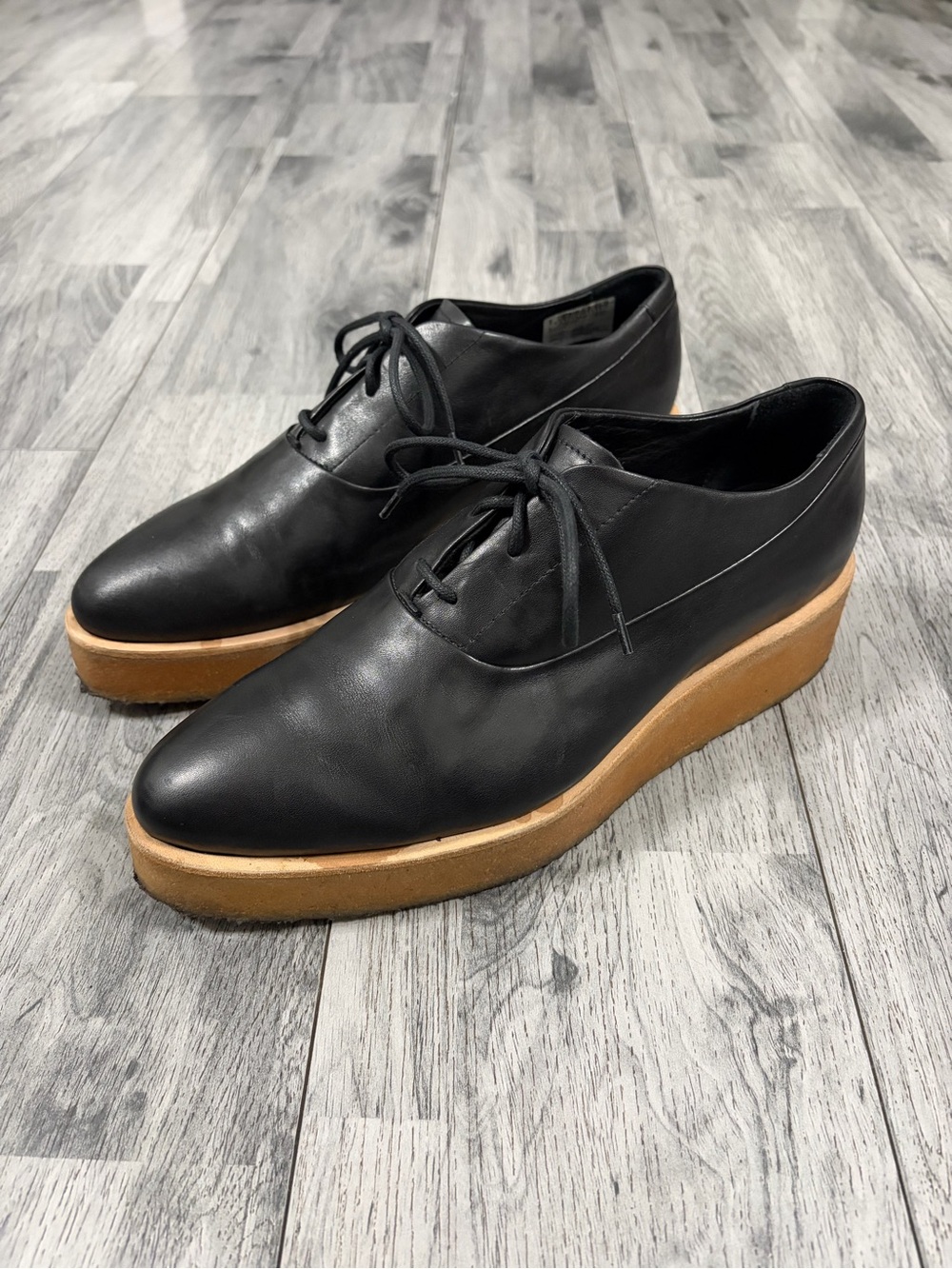 Clarks Originals Made in Italy Ornella Black Leather Derby Crepe Platform
